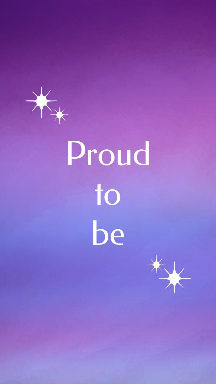 Purple and blue background, with white stars, phone wallpaper, proud to be written in white - Bisexual, modern, pride