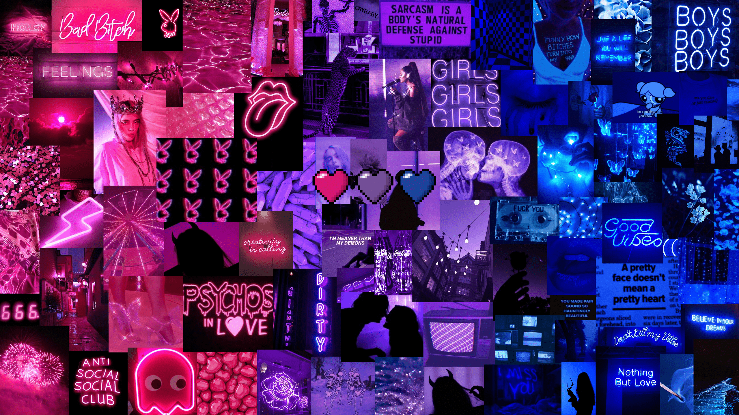 A collage of neon pink and purple images - Bisexual