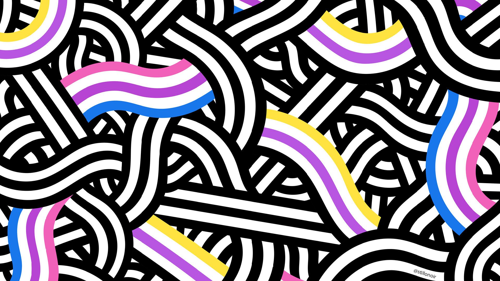Black and white abstract pattern with the pansexual pride flag - Bisexual