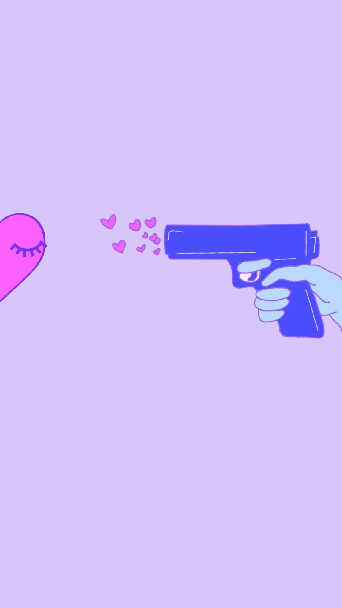 Aesthetic purple wallpaper phone gun shooting hearts wallpaper for phone - Bestie