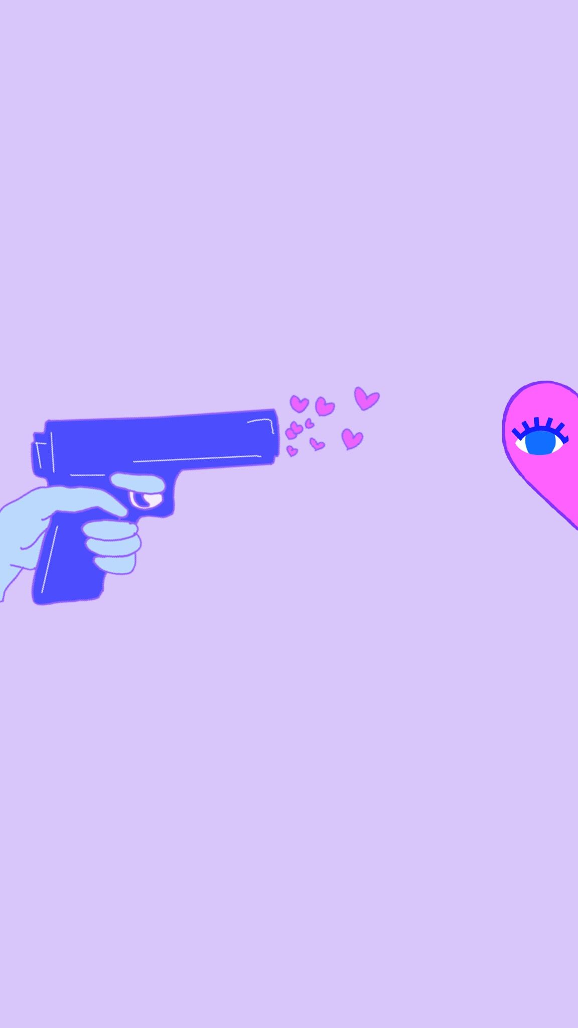 Aesthetic wallpaper phone gun shooting hearts. - Bestie