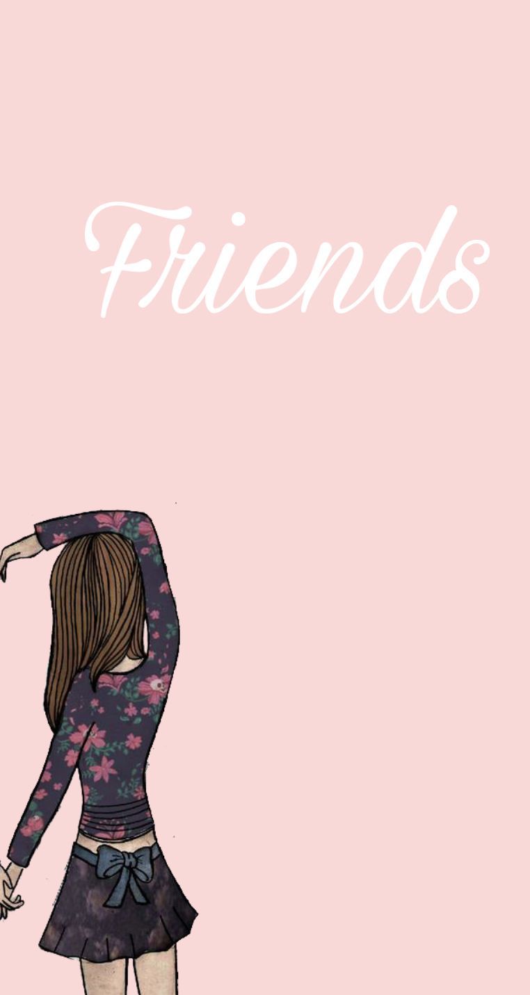 Girl with brown hair, pink background, friends wallpaper, best friends phone wallpaper - Bestie