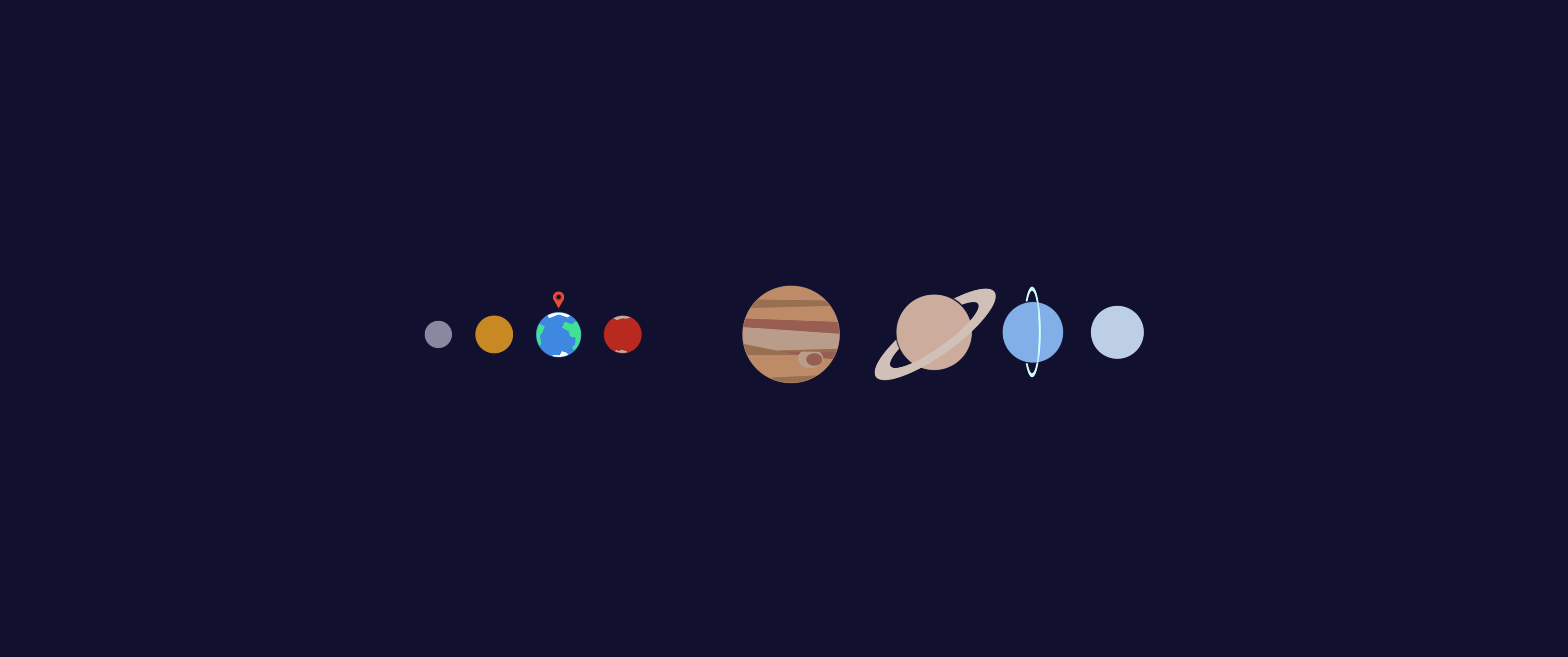 The solar system in a dark background - 3440x1440