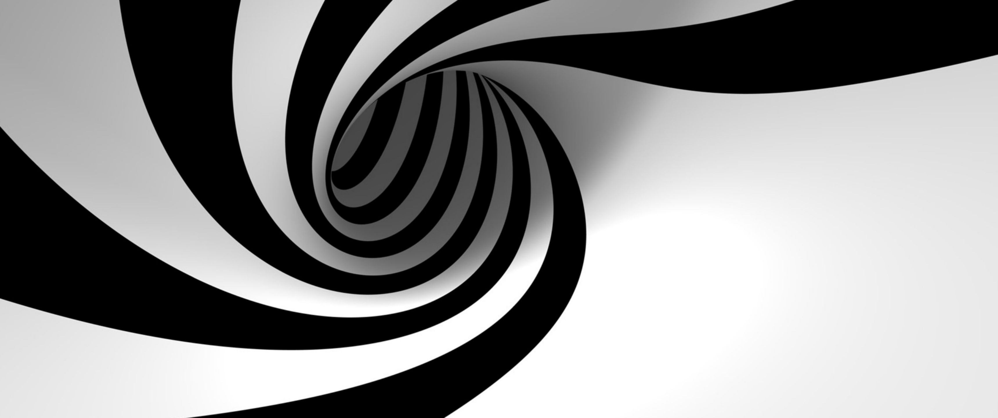 A black and white spiral pattern on the wall - 3440x1440