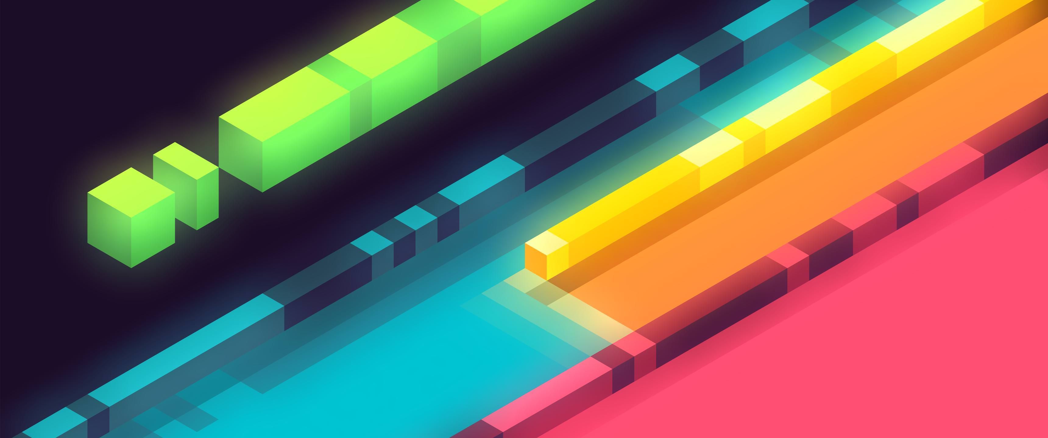A colorful poster with neon lines - 3440x1440