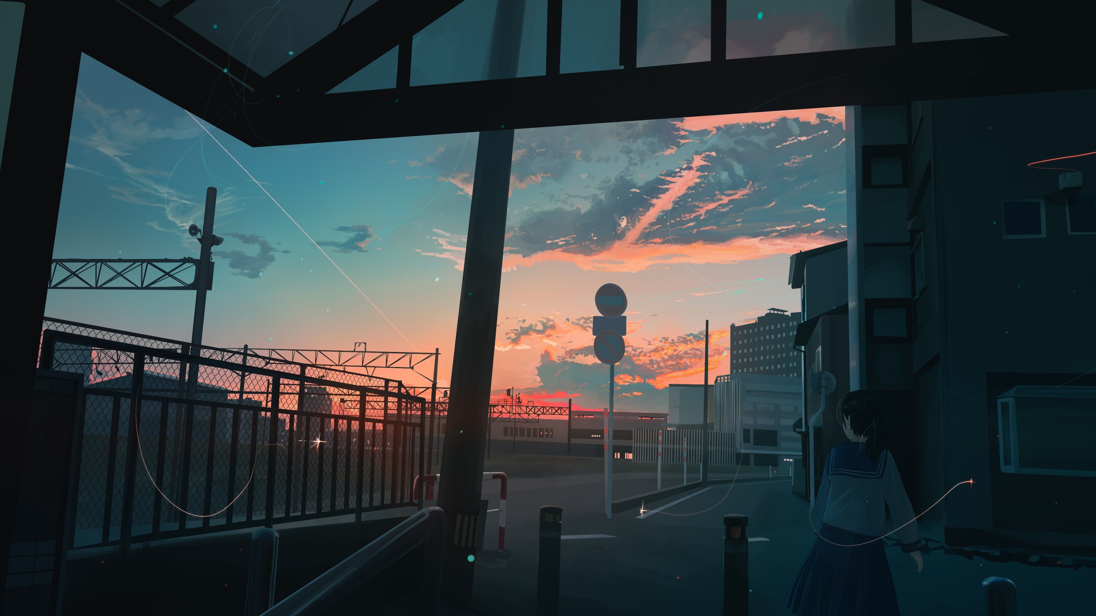 Wallpaper / anime, city, urban, sky, sunlight free download