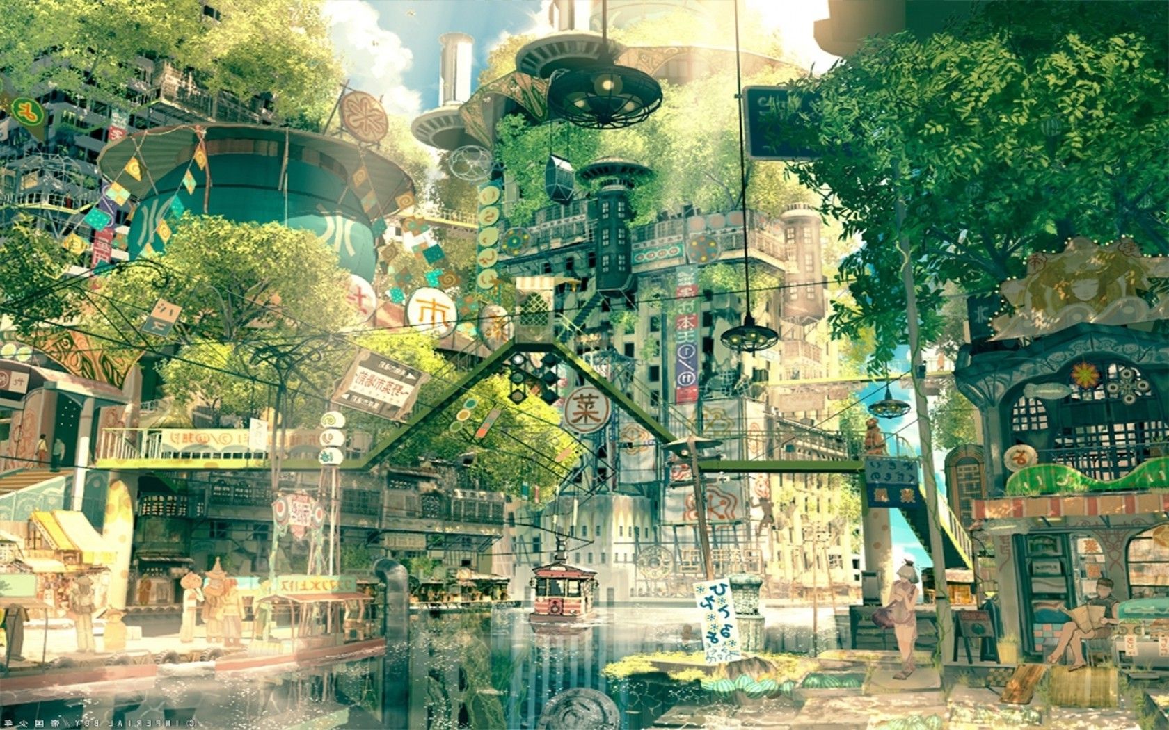 The city of trees in a fantasy world - Anime city
