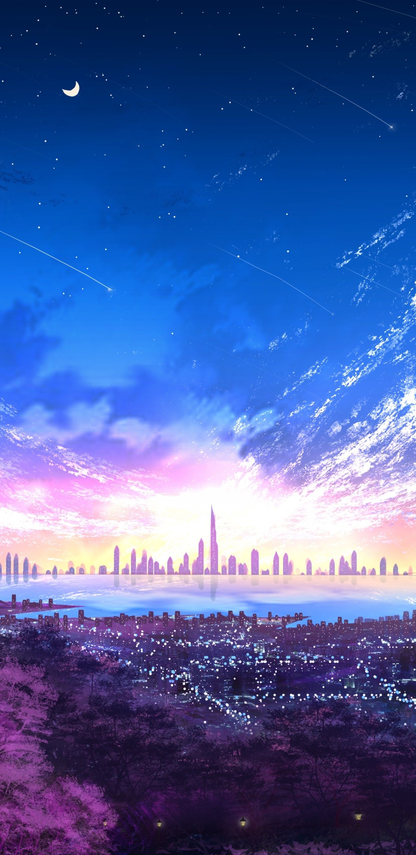 Wallpaper / Anime City Phone Wallpaper, Sky, 1440x2960 free download