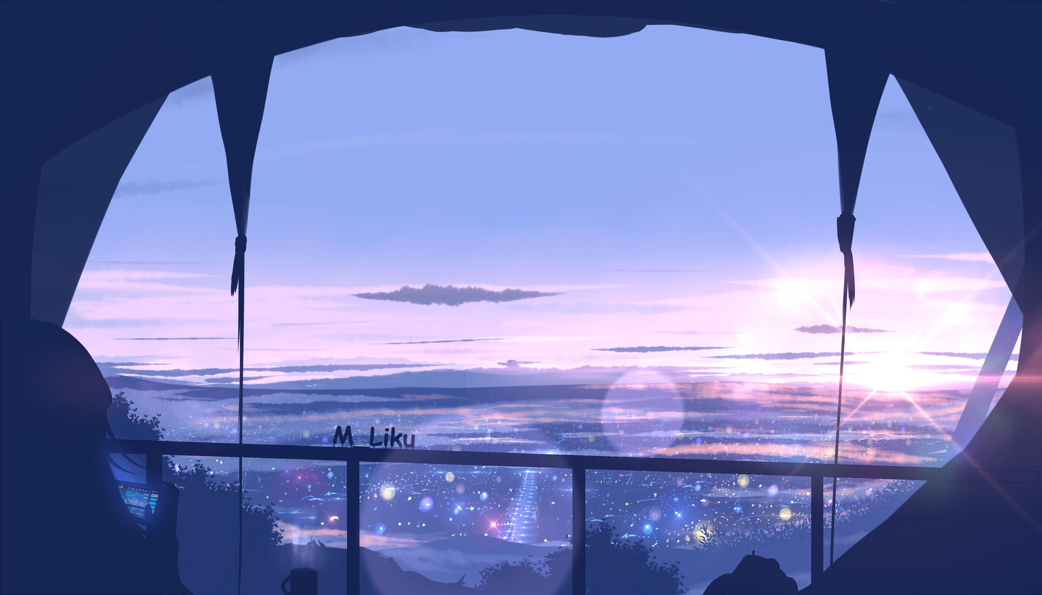 A view of the city from an open window - Anime landscape