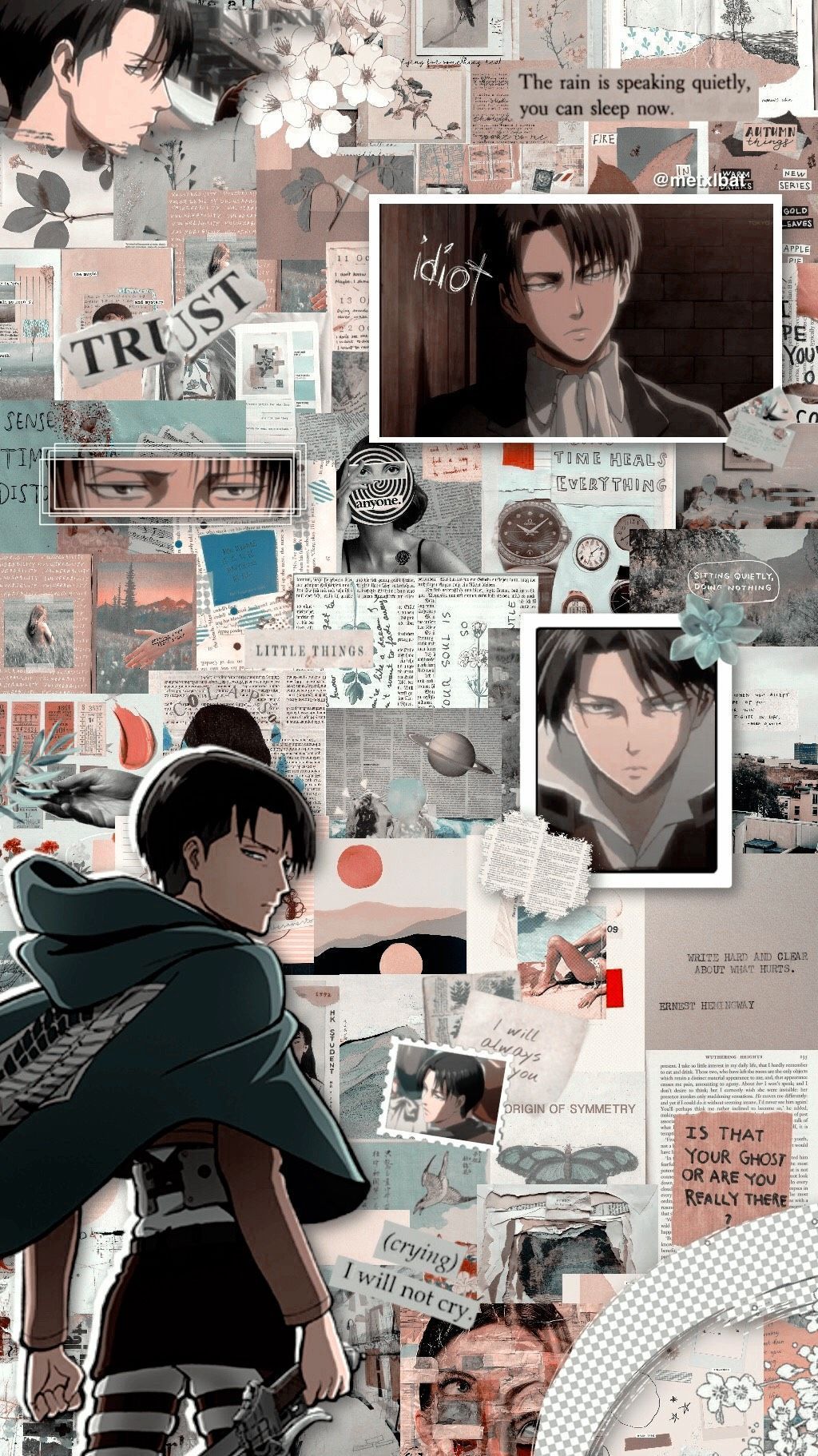 A collage of pictures with different characters - Attack On Titan