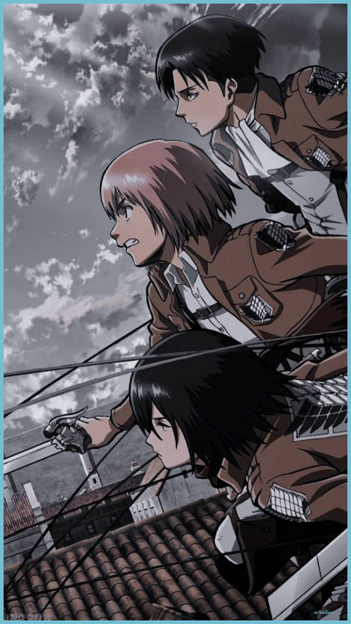 A group of three people standing on top - Attack On Titan