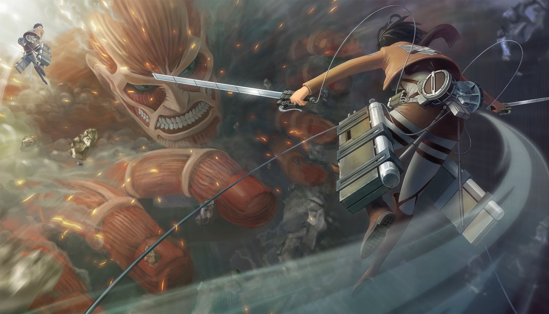 Mikasa Ackerman and Eren Yeager from Attack on Titan wallpaper 1920x1080 - Attack On Titan