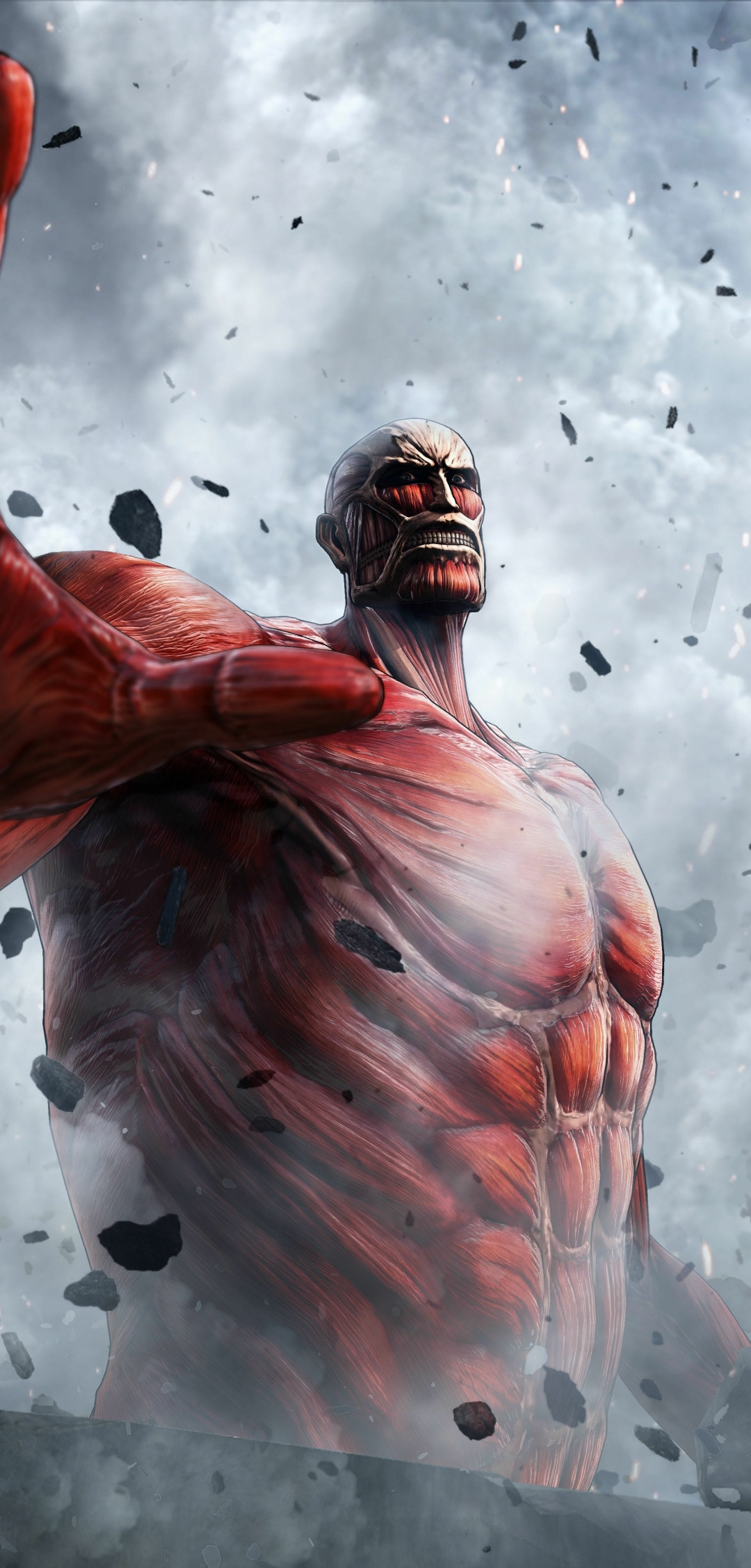 A man with red skin and muscles - Attack On Titan