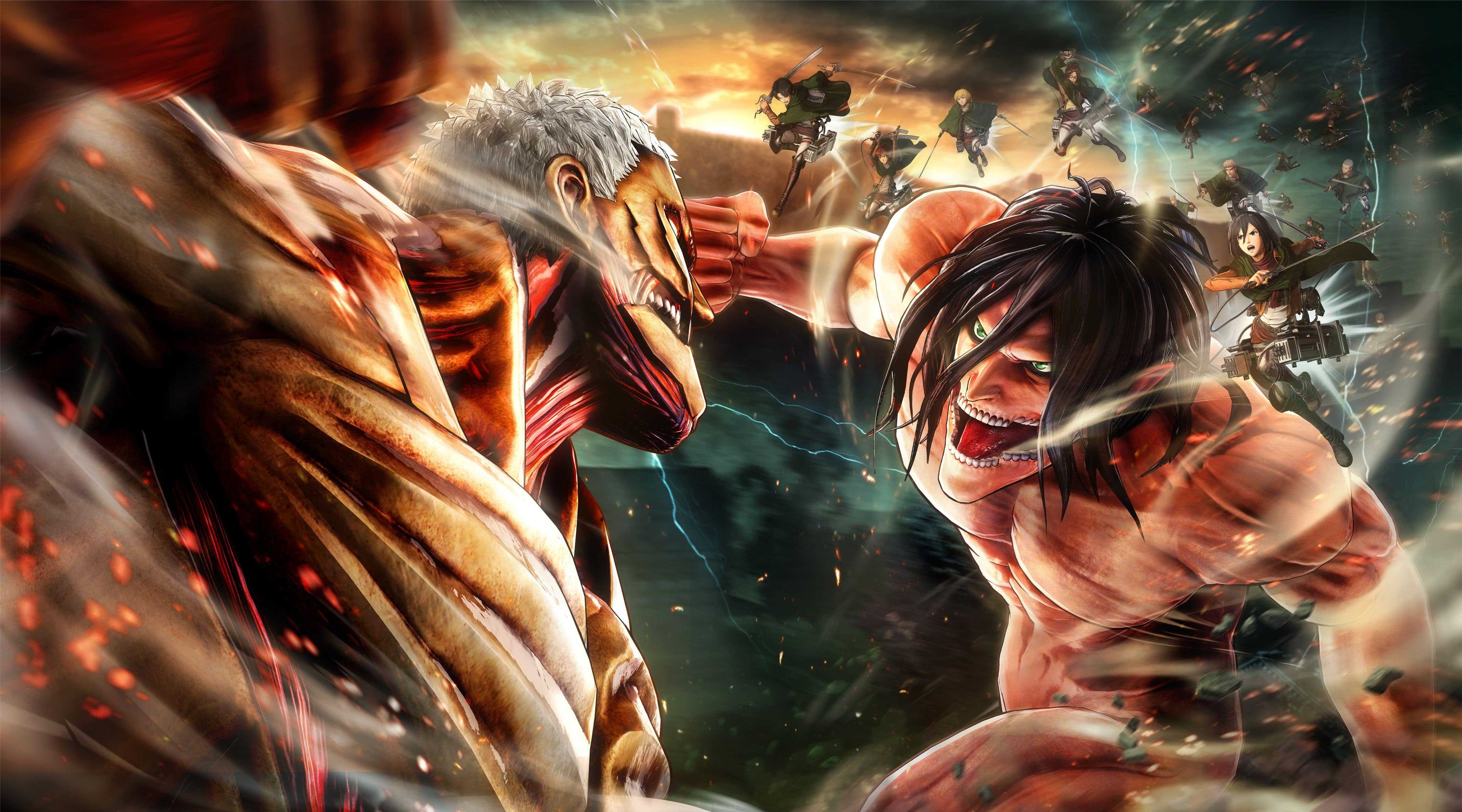 A man is fighting another in the air - Attack On Titan