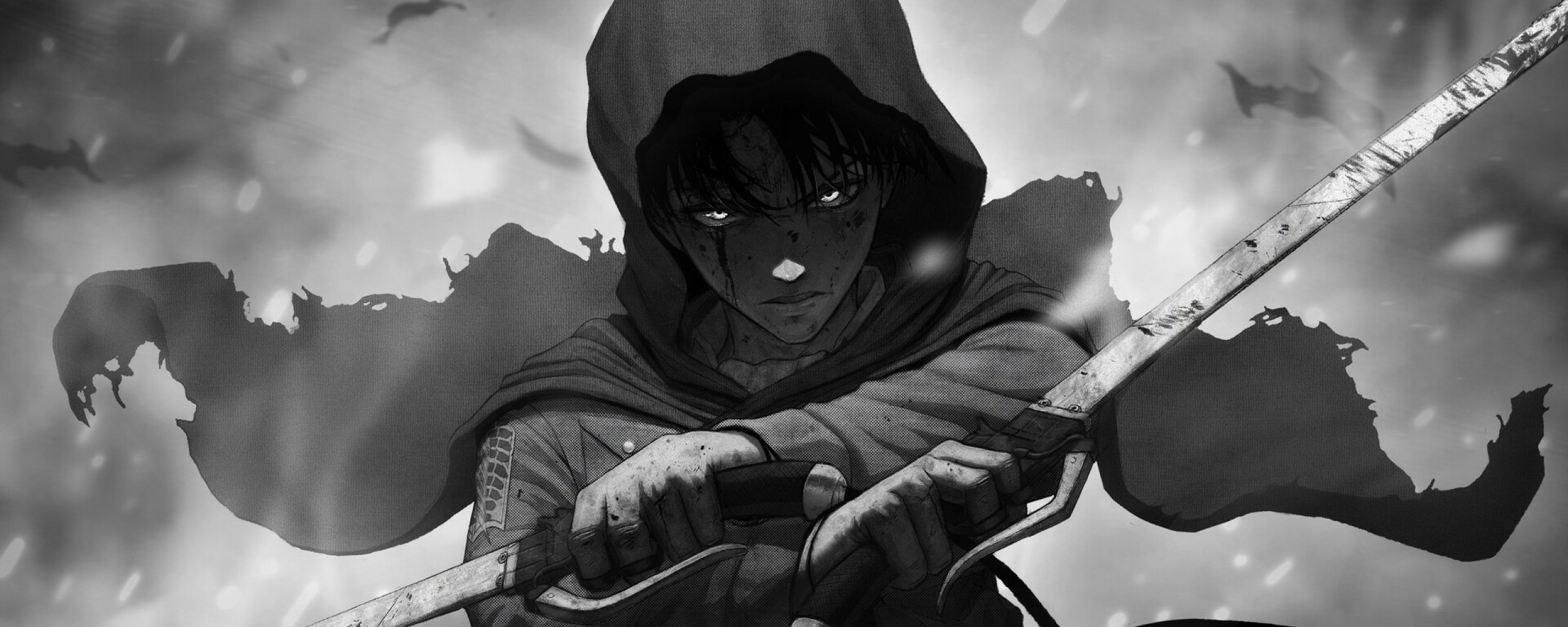 A black and white image of anime character - Attack On Titan