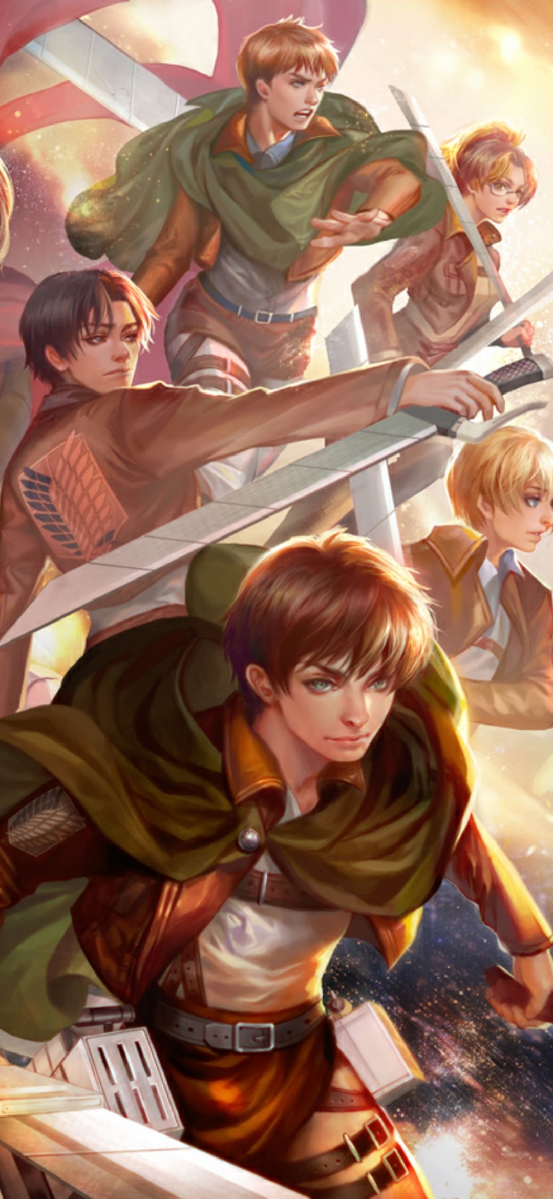 A group of anime characters holding swords - Attack On Titan