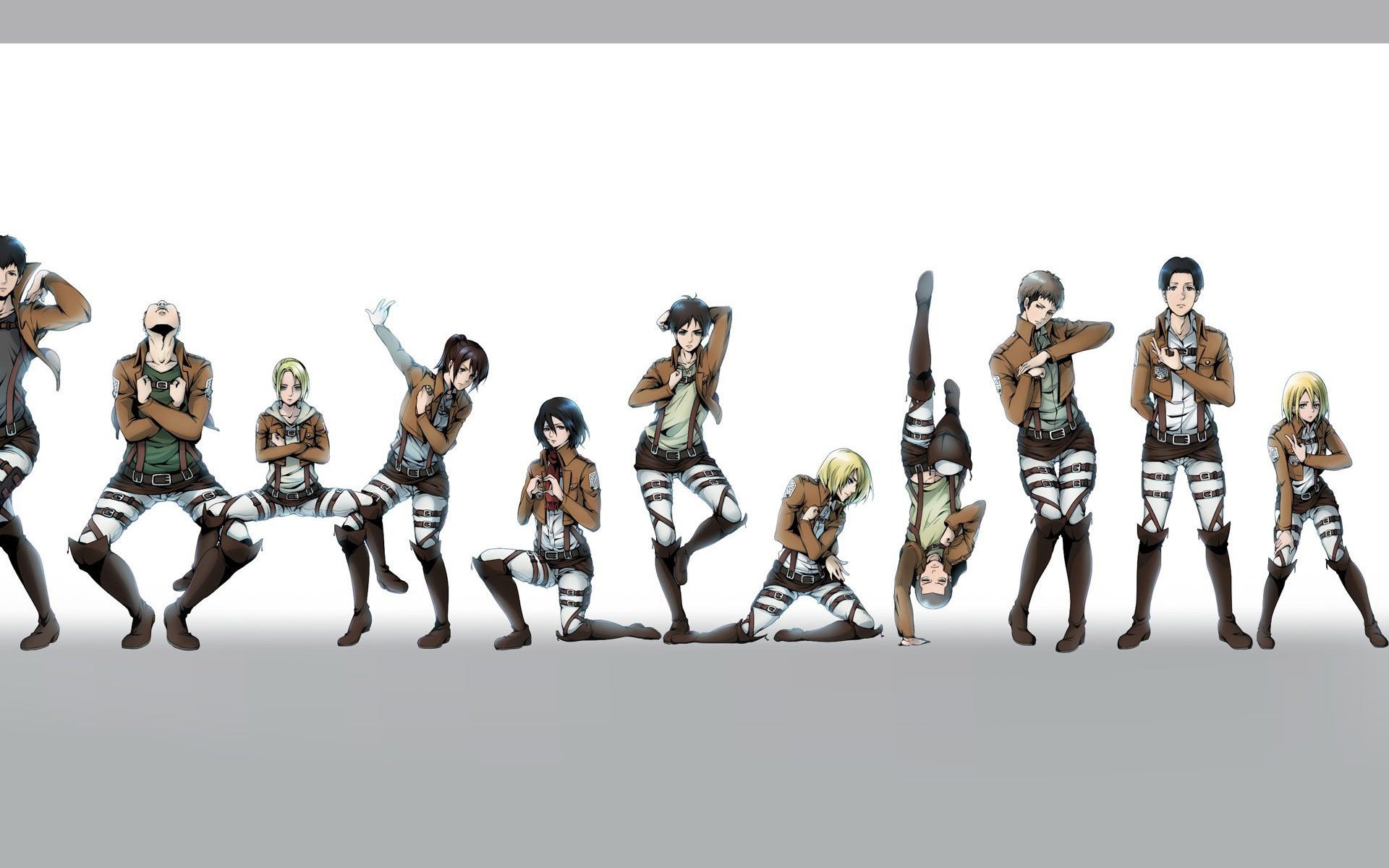 The Survey Corps from Attack on Titan in various dynamic poses. - Attack On Titan