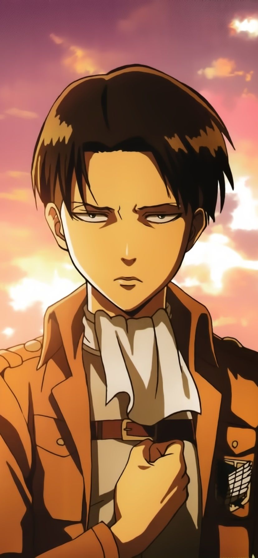 A man with brown hair and an orange shirt - Attack On Titan