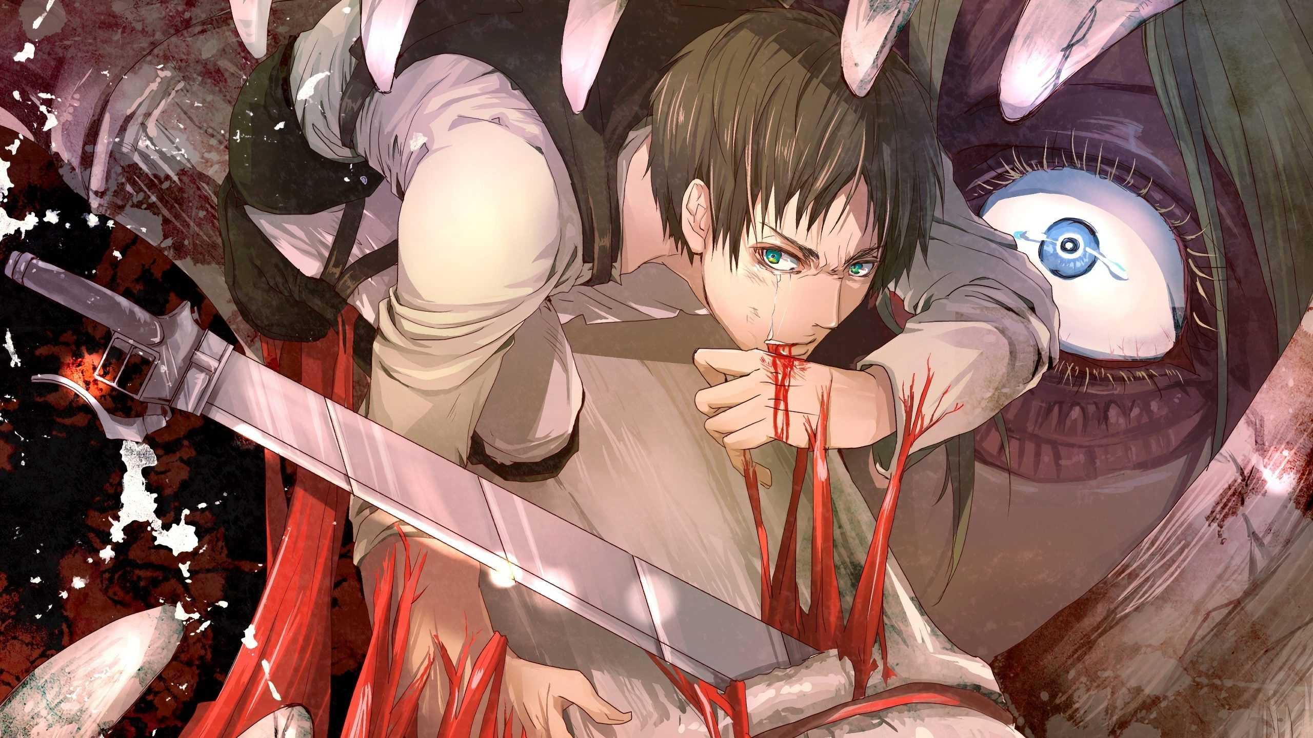 Anime wallpaper with a man holding two swords - Attack On Titan