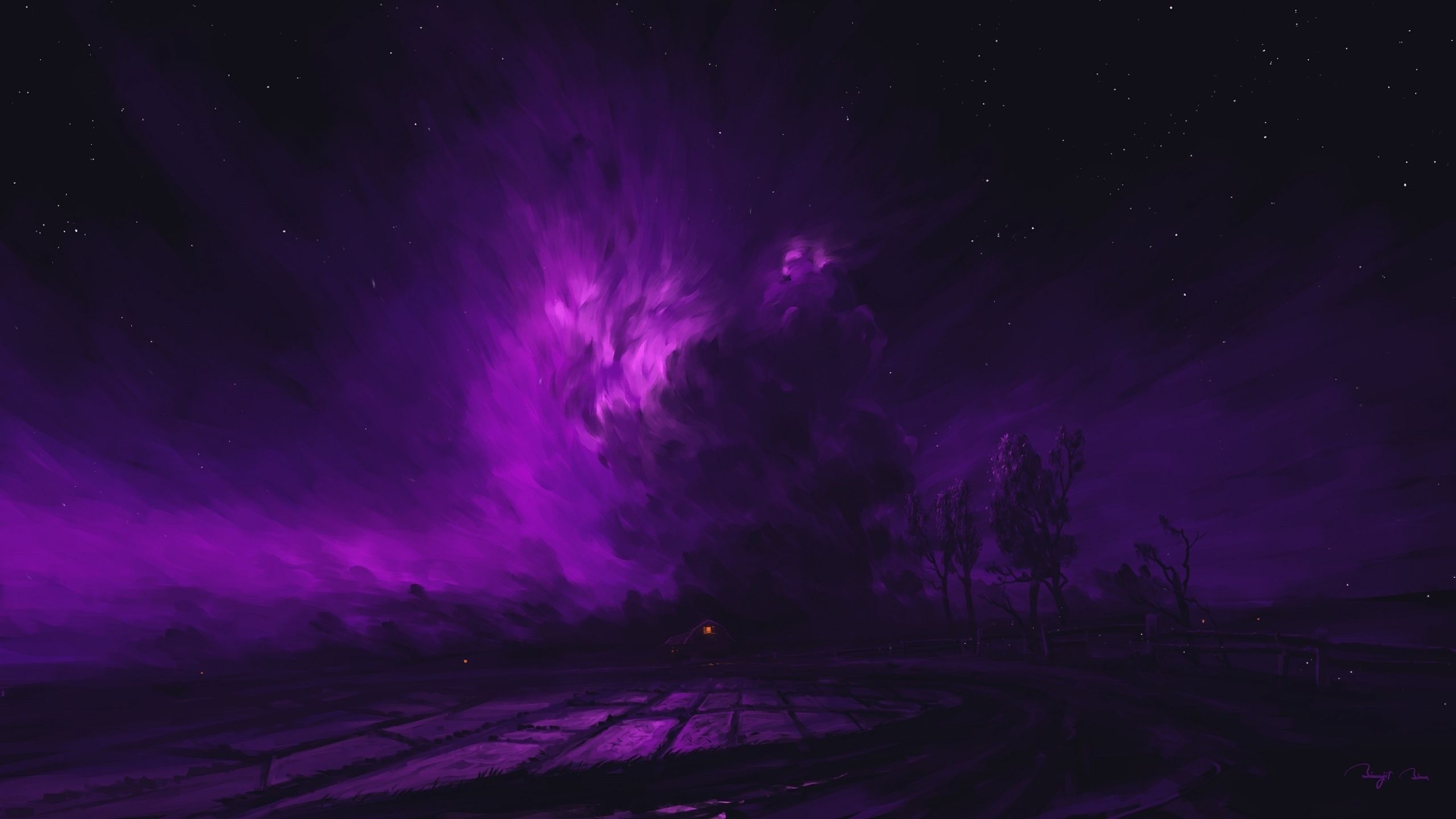 Glowing Purple Cloud Art 1440P Resolution Wallpaper, HD Artist 4K Wallpaper, Image, Photo and Background