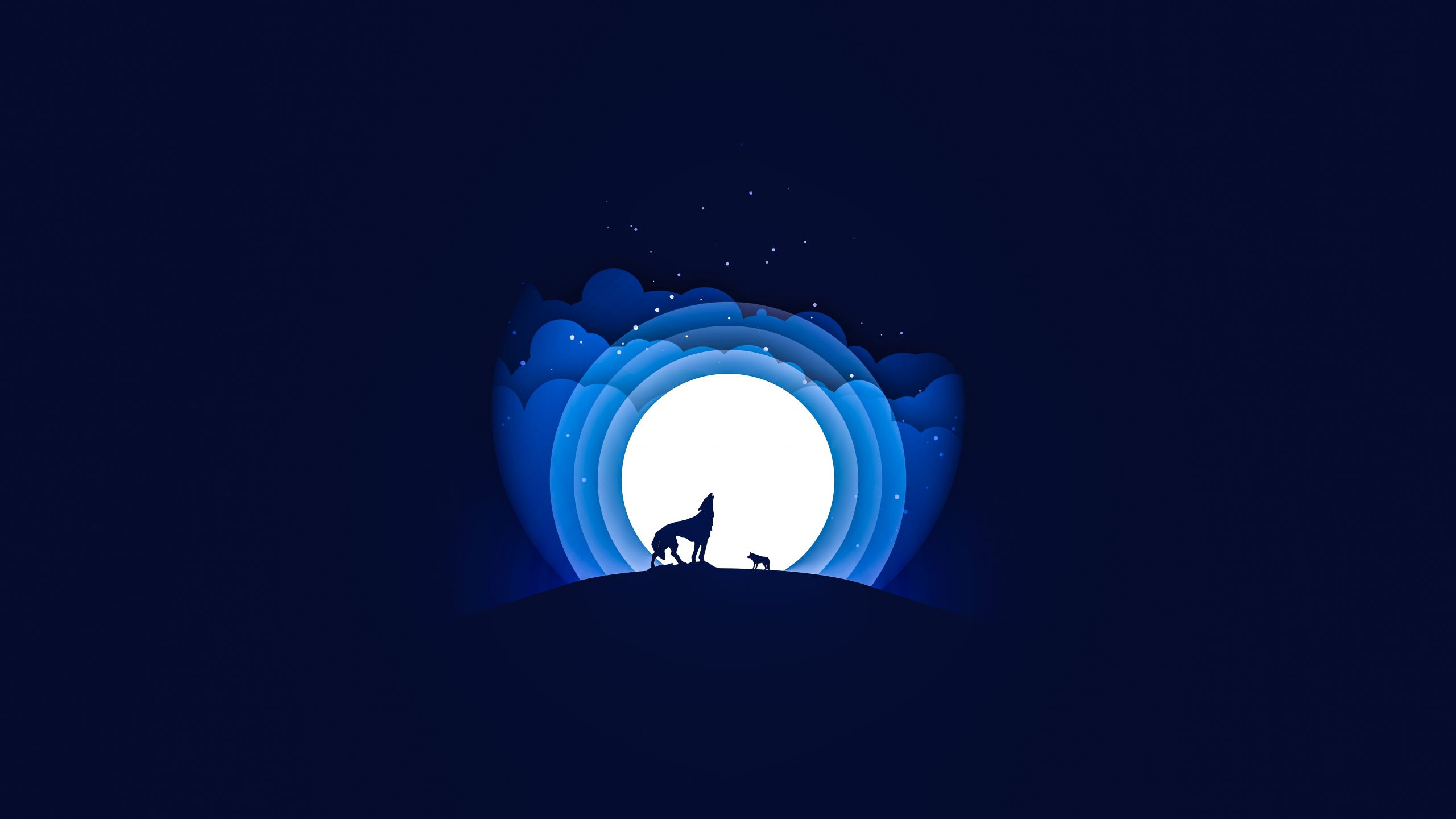 Download wallpaper 2560x1440 wolf, moon, howling, minimal, dual wide 16:9 2560x1440 HD background, 8193