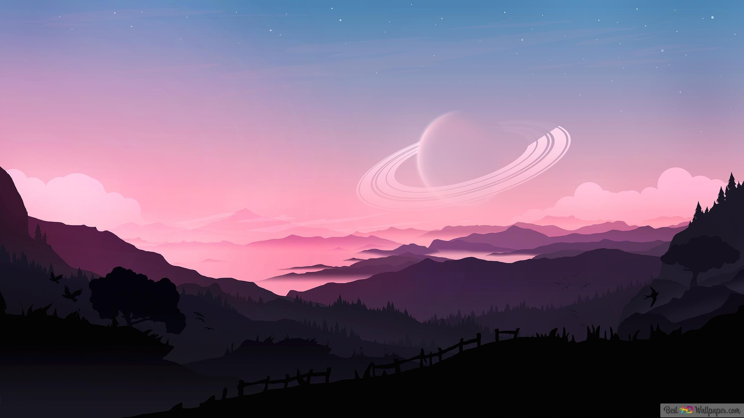 Mountain Sky Planet Art 4K wallpaper download