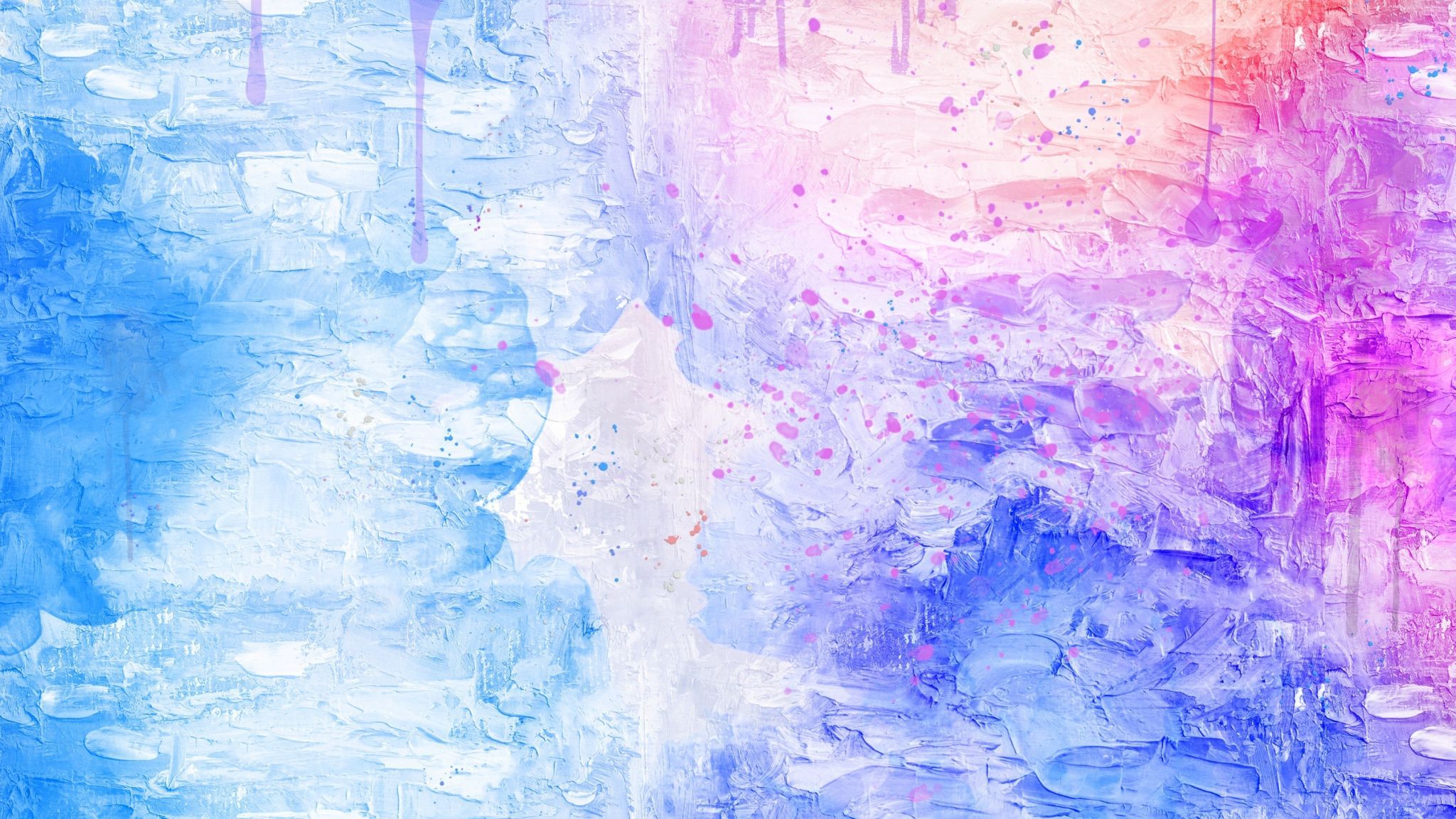 A close up of a painting with blue, purple and pink paint - 2048x1152