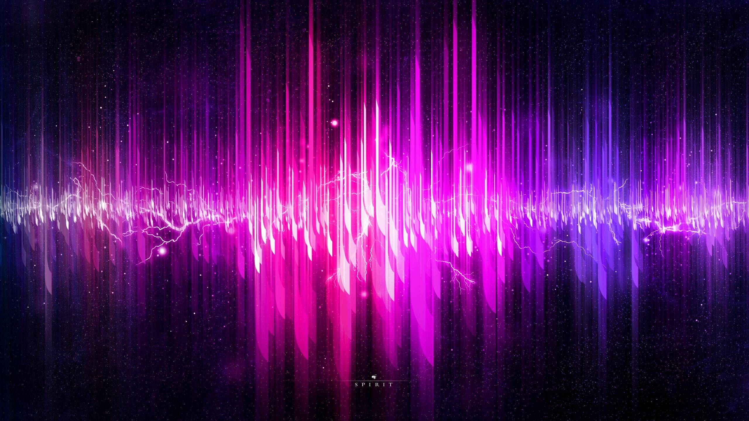 Abstract purple and pink sound wave wallpaper - Neon purple, 2560x1440