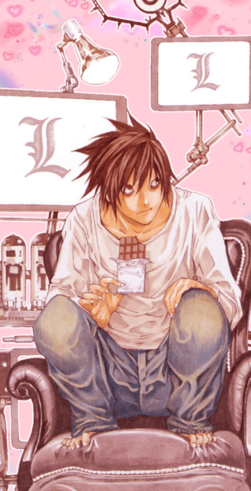 A man sitting on an arm chair with his legs crossed - Death Note