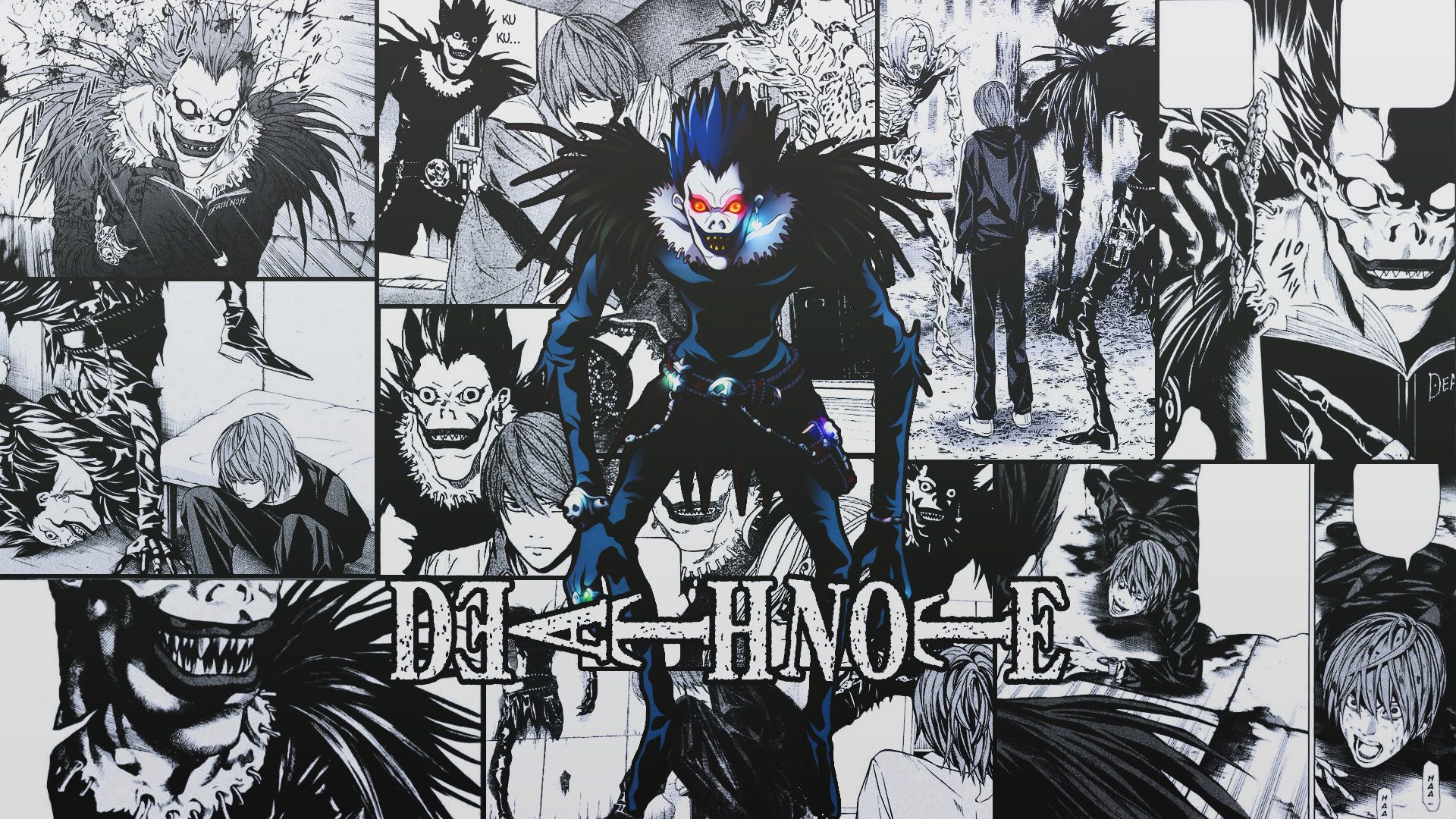 A collage of images from the anime death note - Death Note