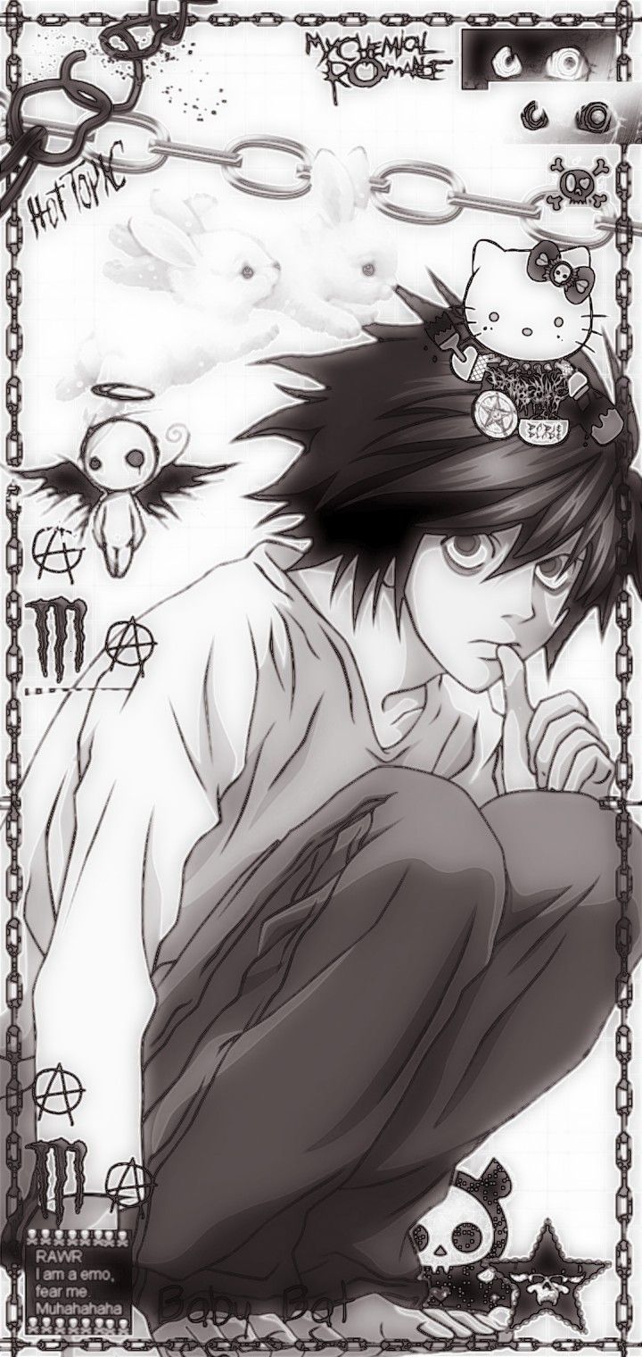 A black and white picture of anime character - Death Note