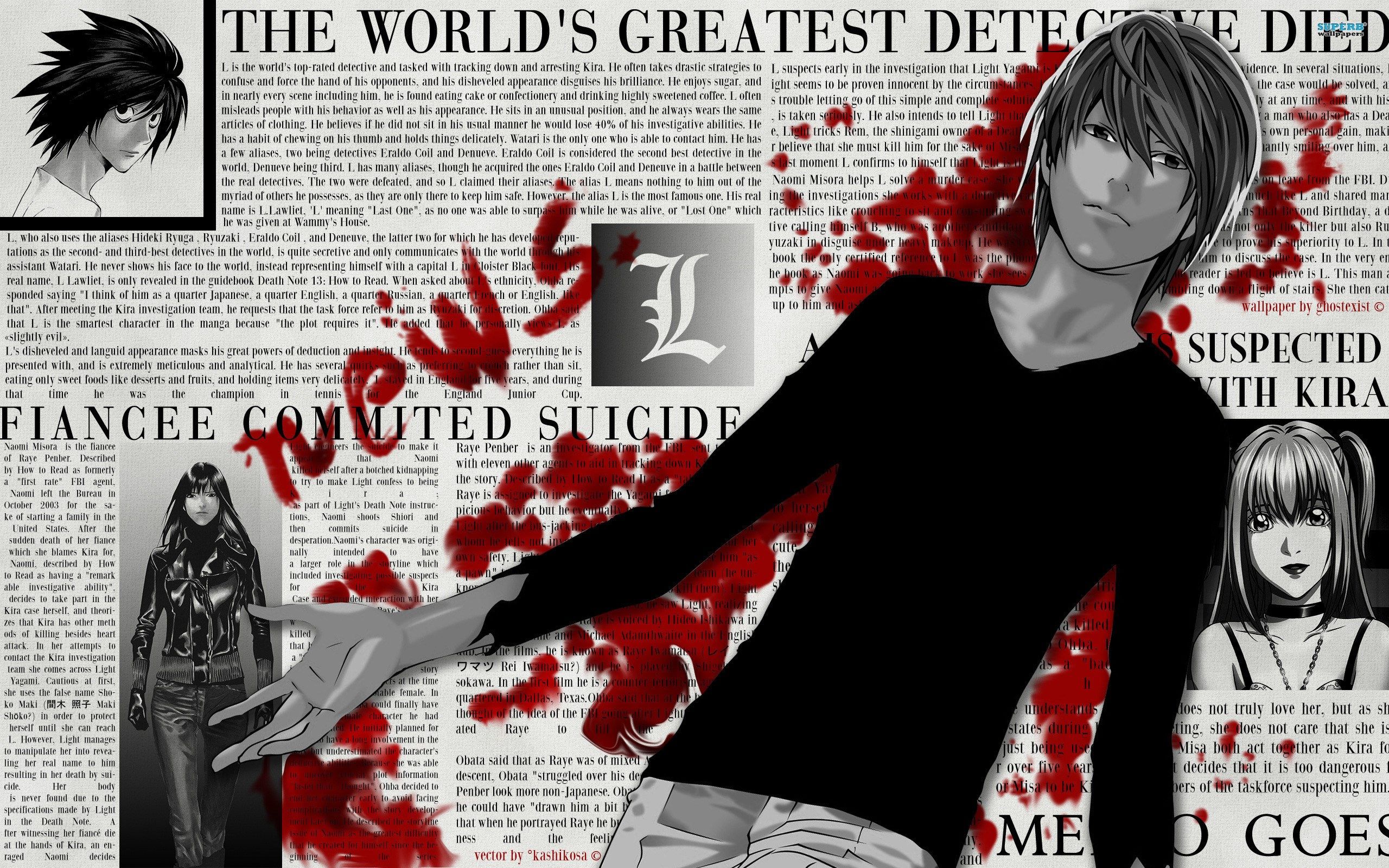 Anime wallpaper with a man holding his arm - Death Note