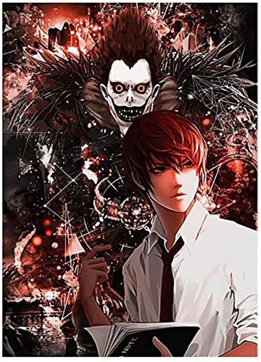 Anime horror manga poster of a man with red hair and white shirt - Death Note