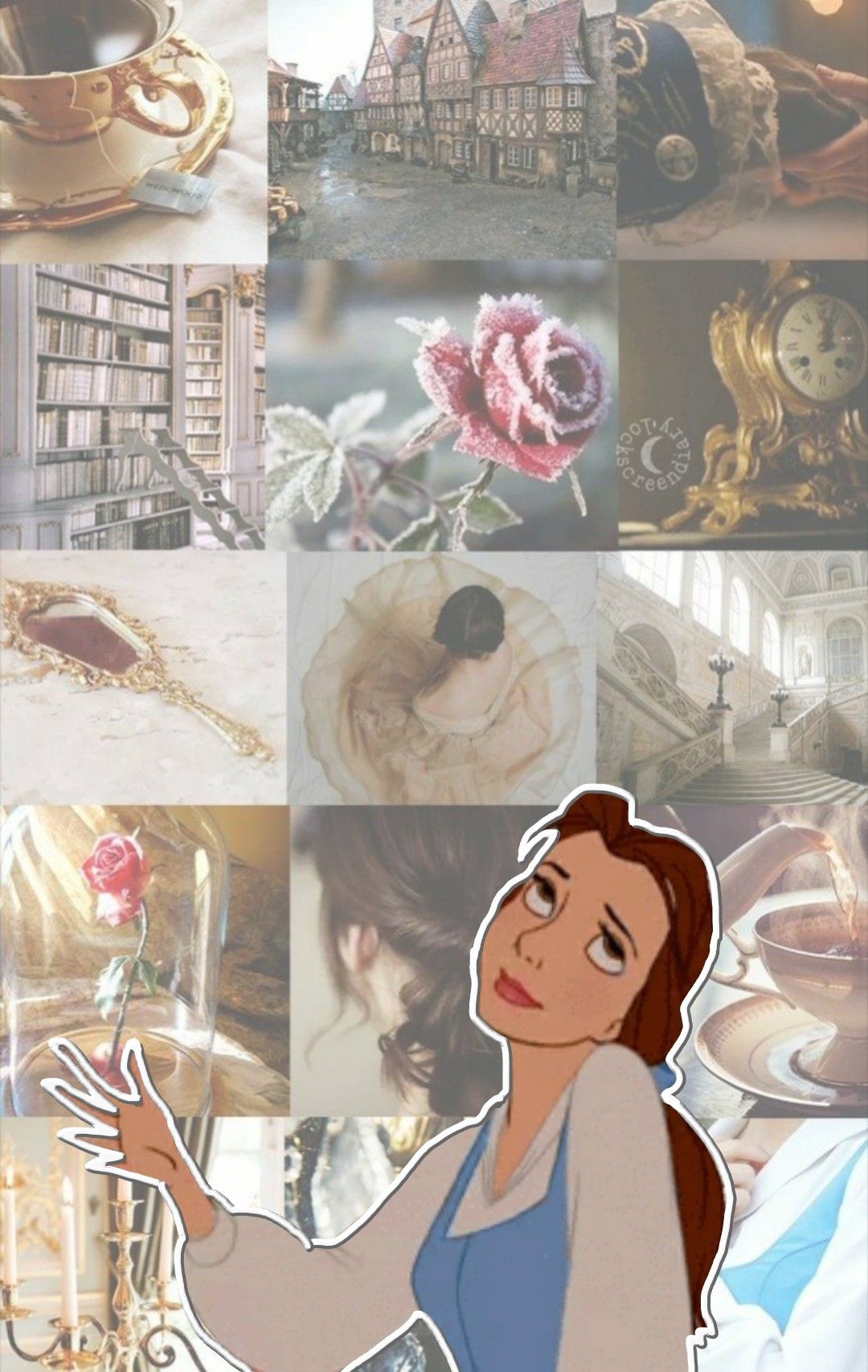 A collage of pictures with the words beauty and belle - Belle