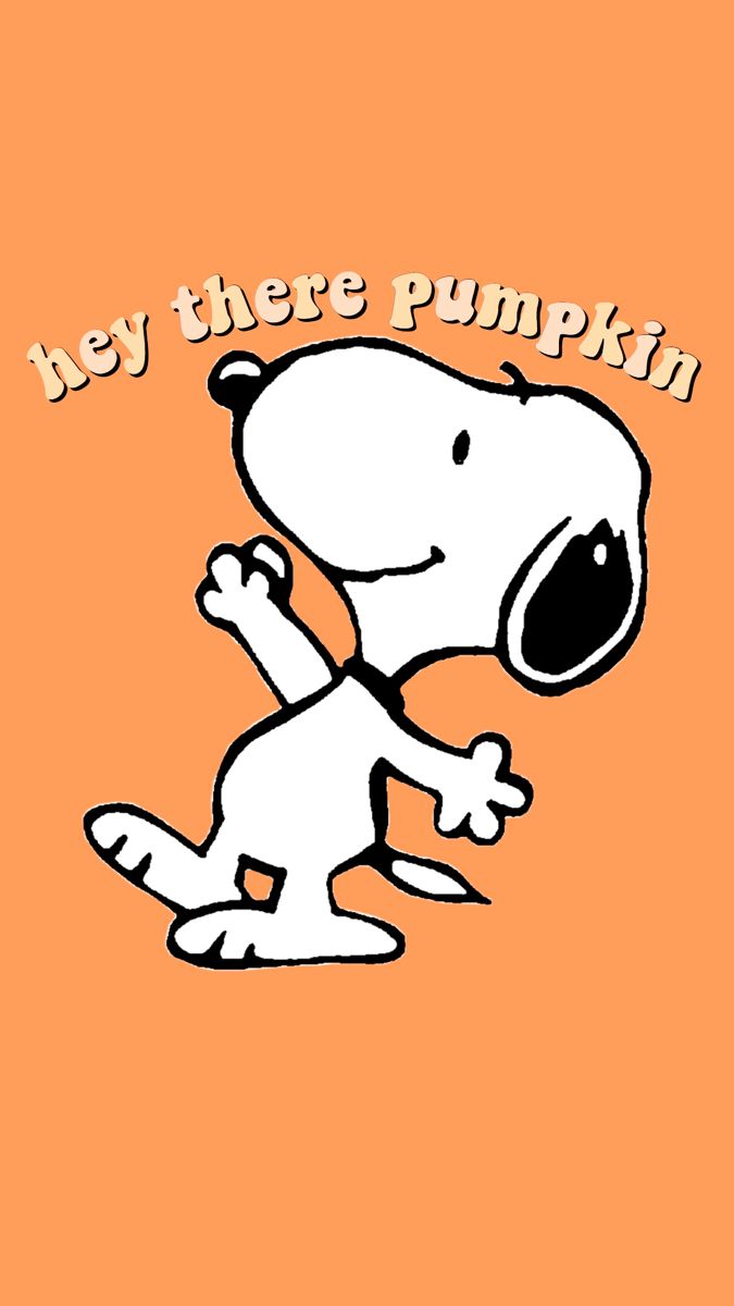 Snoopy and woodstock on an orange background with the words, 'by there pumpkin' - Cute Halloween, Charlie Brown, Snoopy