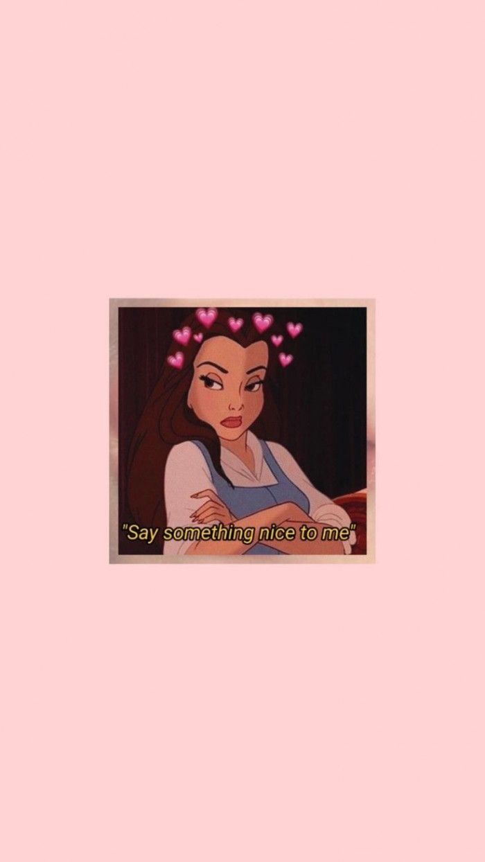 Beauty and the beast wallpaper, belle with pink hearts in her hair, cute aesthetic backgrounds - Belle