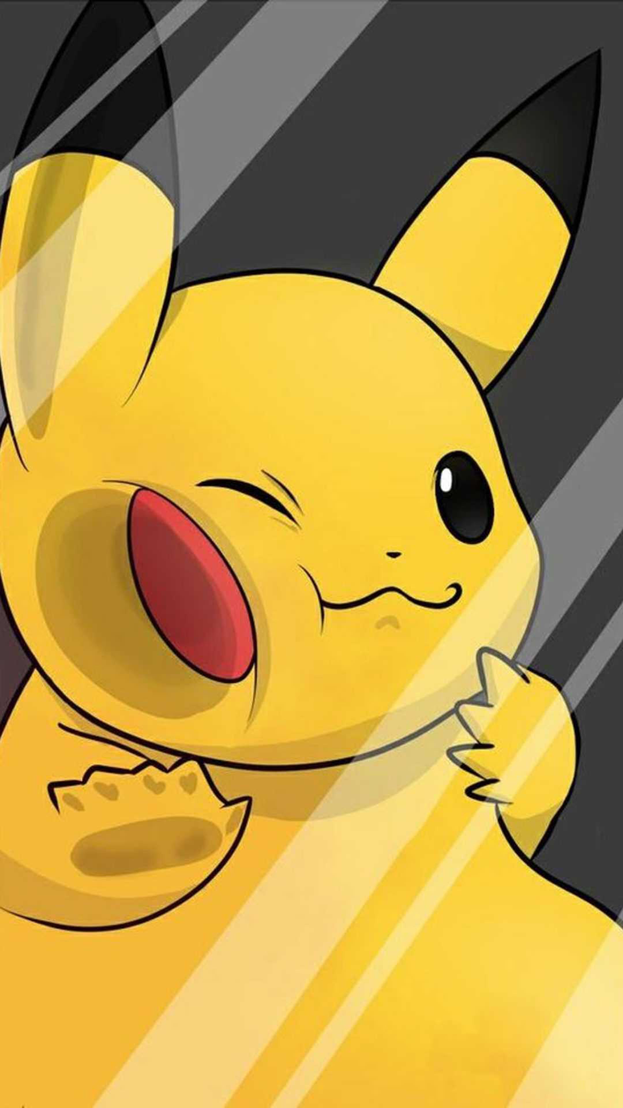 A yellow pikachu with red eyes and an open mouth - Pikachu
