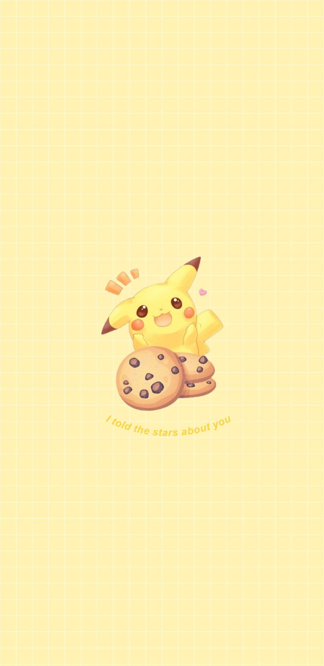 A yellow background with pikachu and cookies - Pikachu