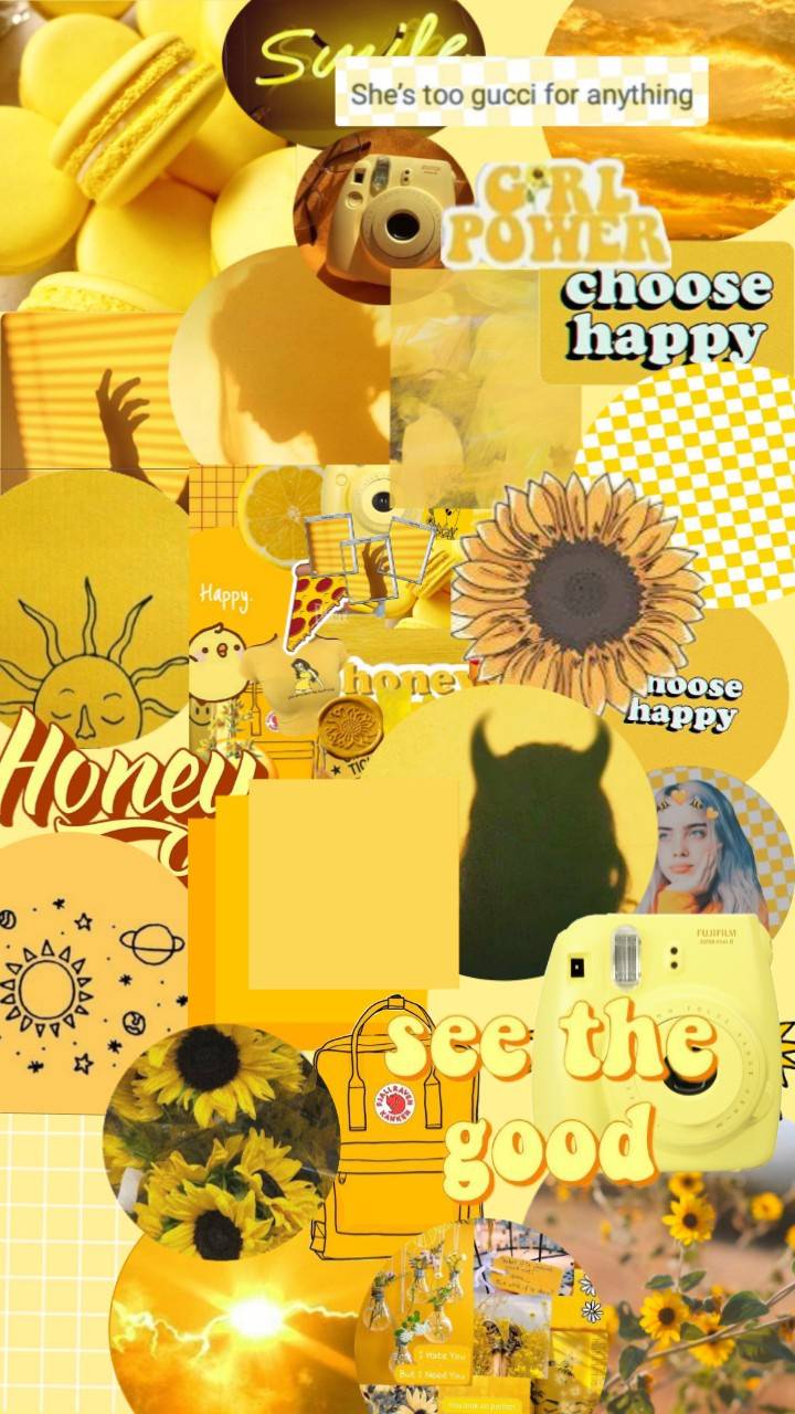 Aesthetic collage background in yellow and white - Honey