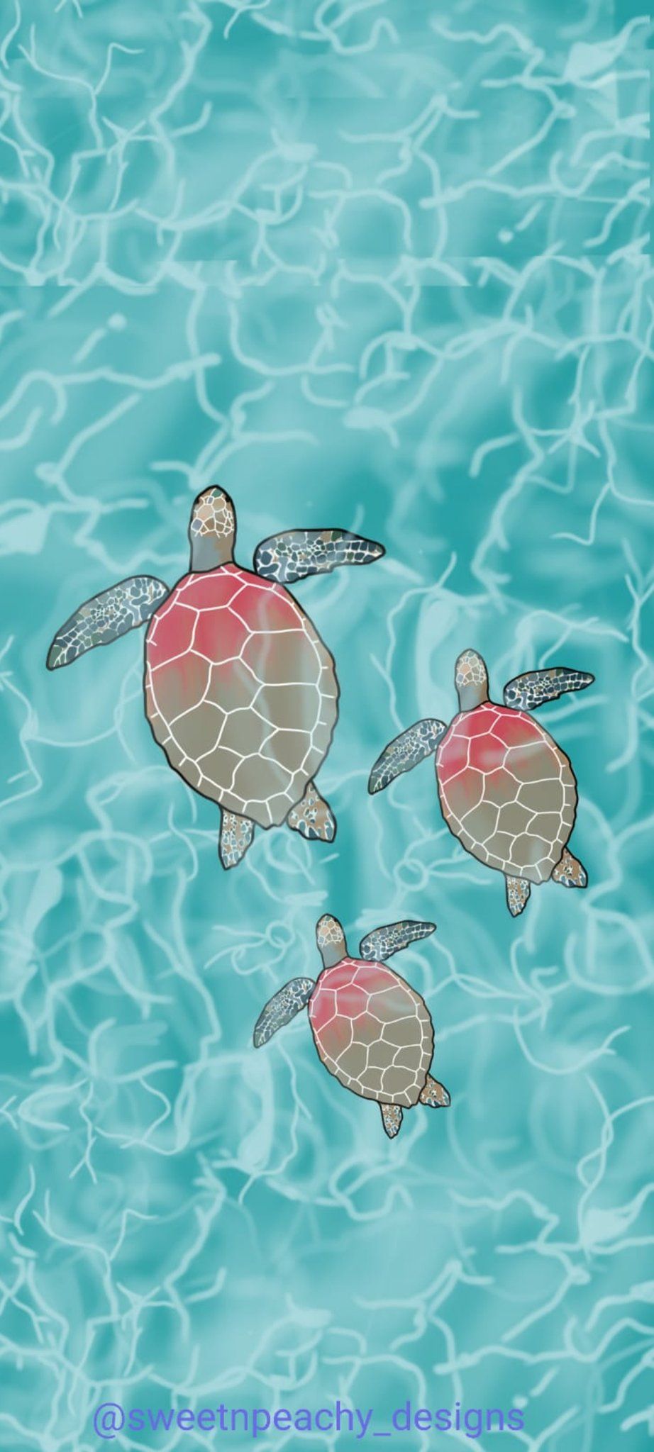 Sweet N Peachy Designs is another adorable under water wallpaper with 3 gorgeous sea turtles in swimming in the ocean. #vscogirl #endangeredspecies #moreawareness #underthesea #underwater #seaturtles