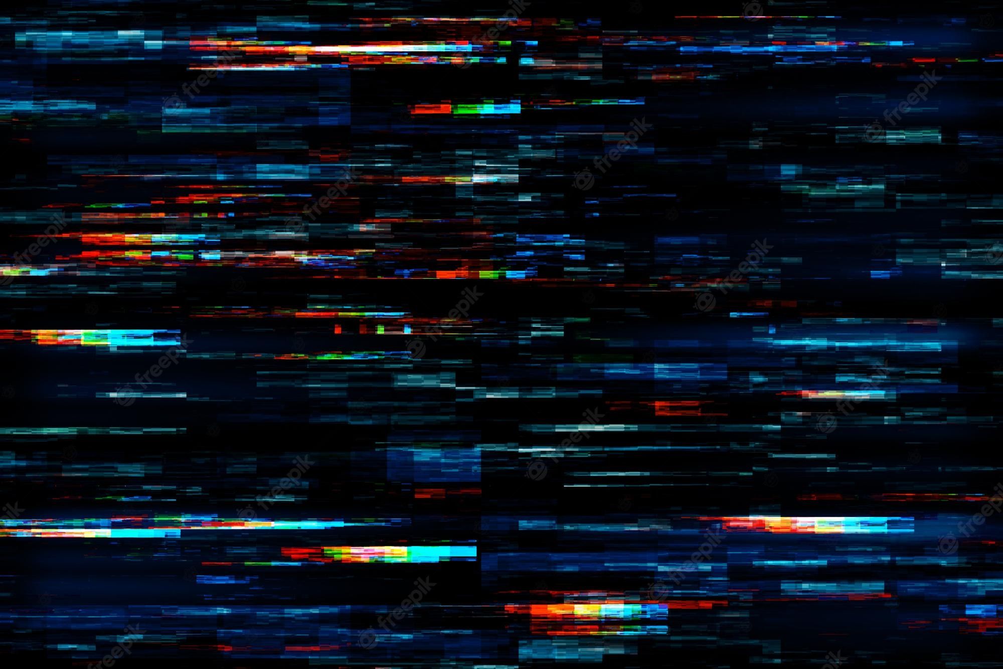 A black and white background with colorful lines - Black glitch
