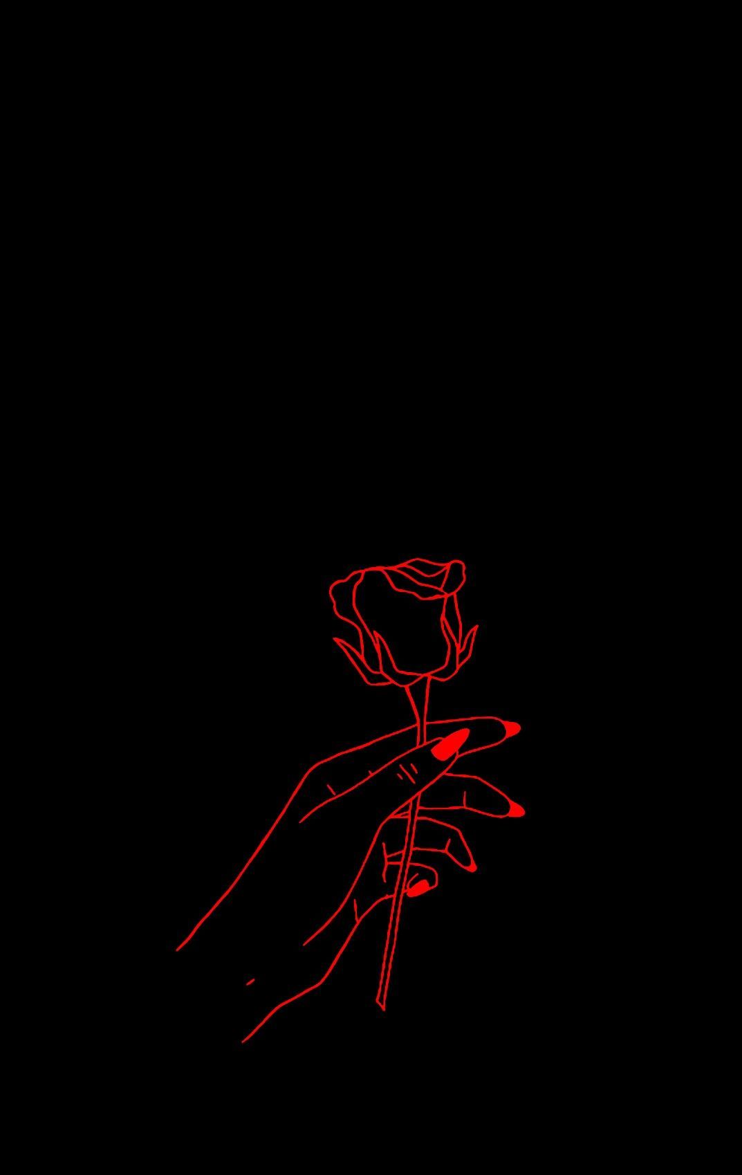 Red rose on black background - Roses, black glitch