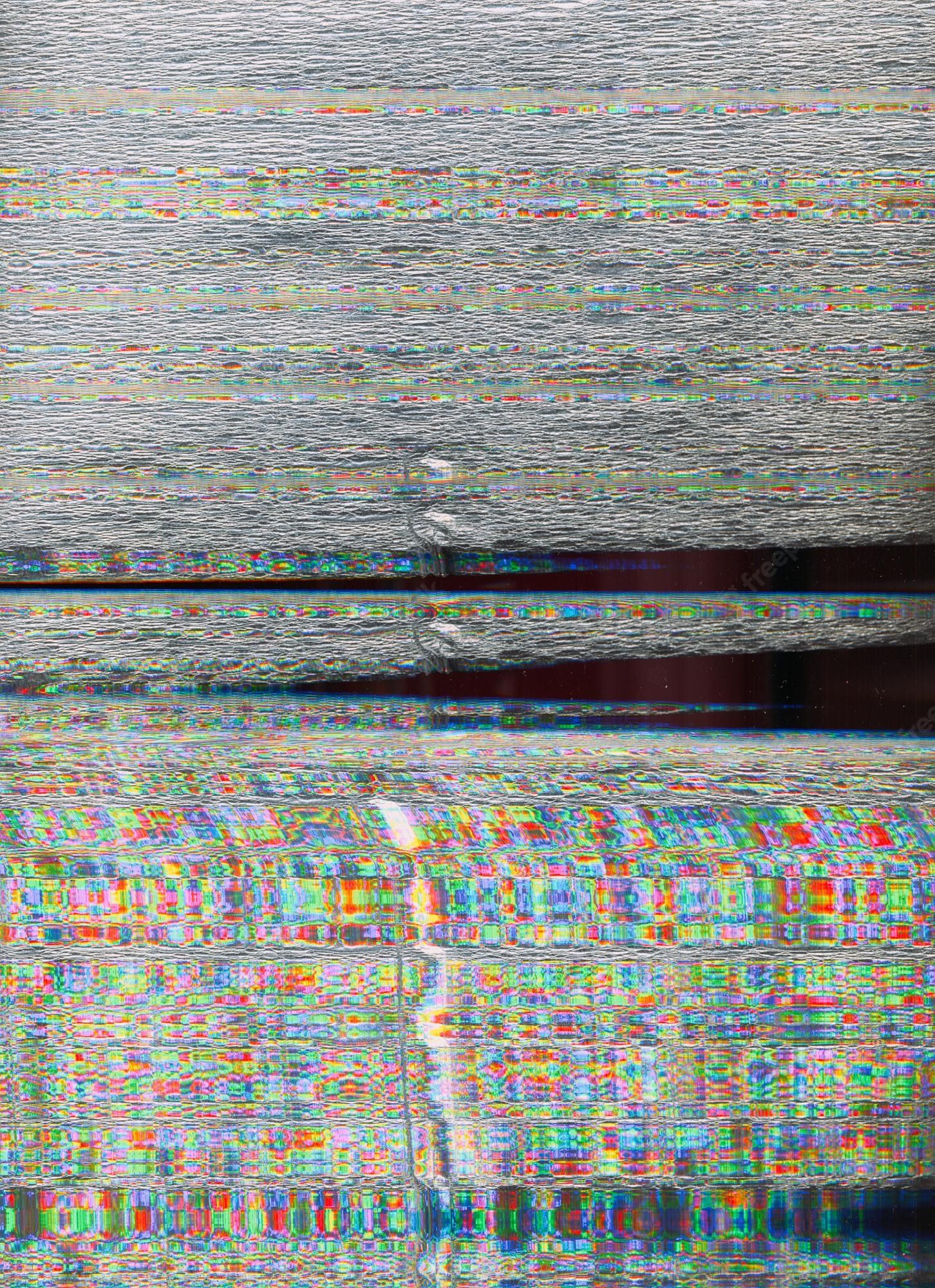 Premium Photo. Glitch texture pixel noise damaged vcr tape analog tv interference colorful static defect grain artifacts on dark gray black abstract overlay