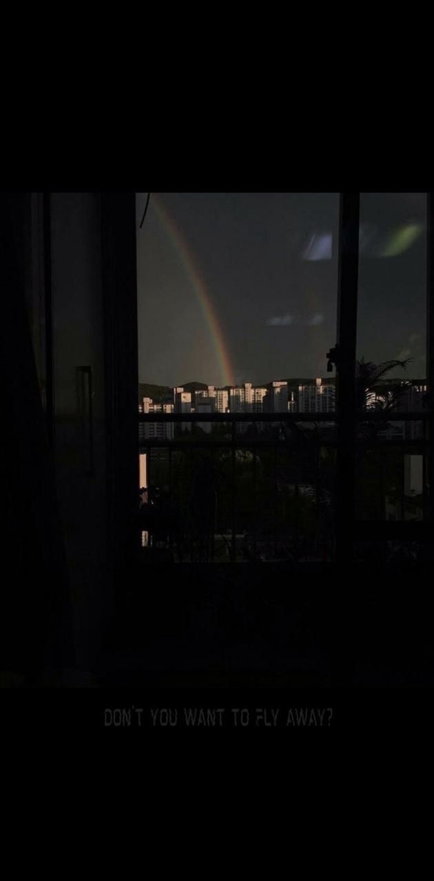 A rainbow is seen over the city - Black glitch, glitch