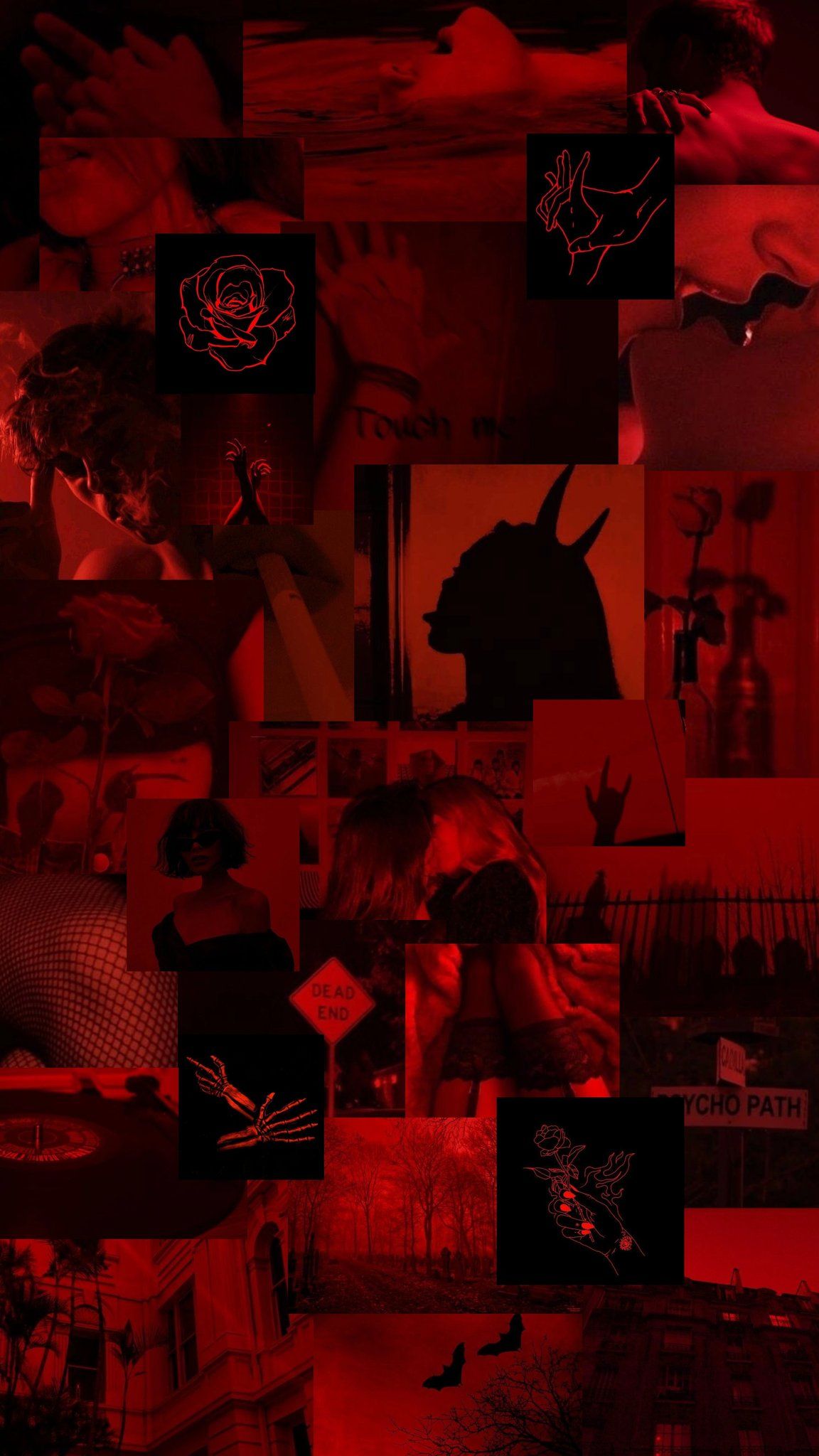 A collage of pictures with red and black - Warm