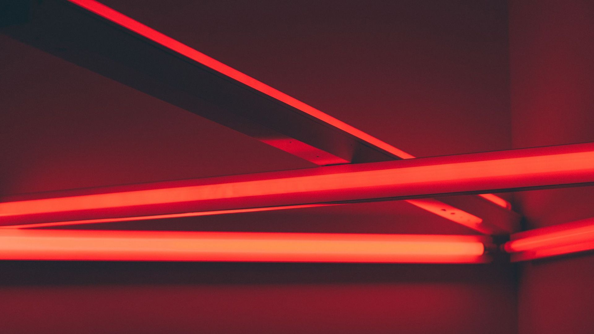 Red neon lights on a red wall - Red, light red