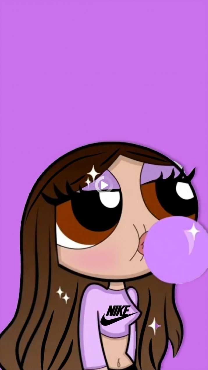 A cute cartoon girl blowing bubbles - The Powerpuff Girls