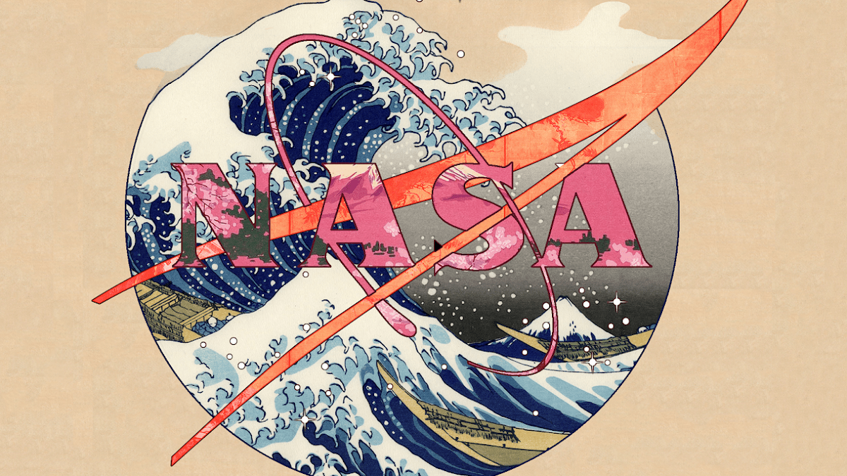 Nasa and The Great Wave aesthetic wallpaper iphone