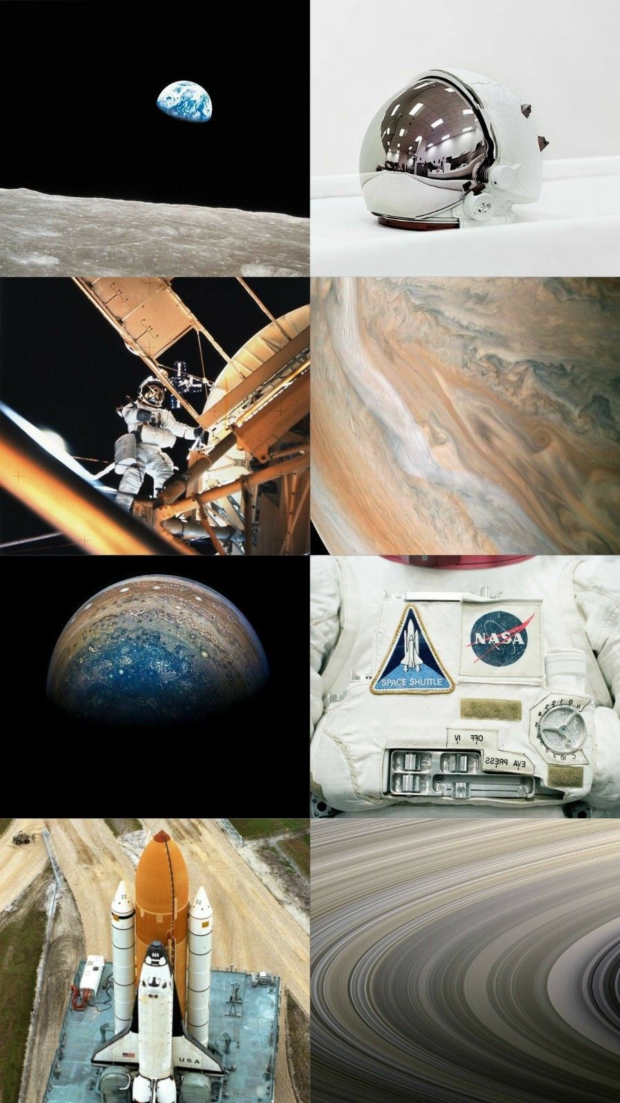 A collage of pictures showing space and the planets - NASA, space