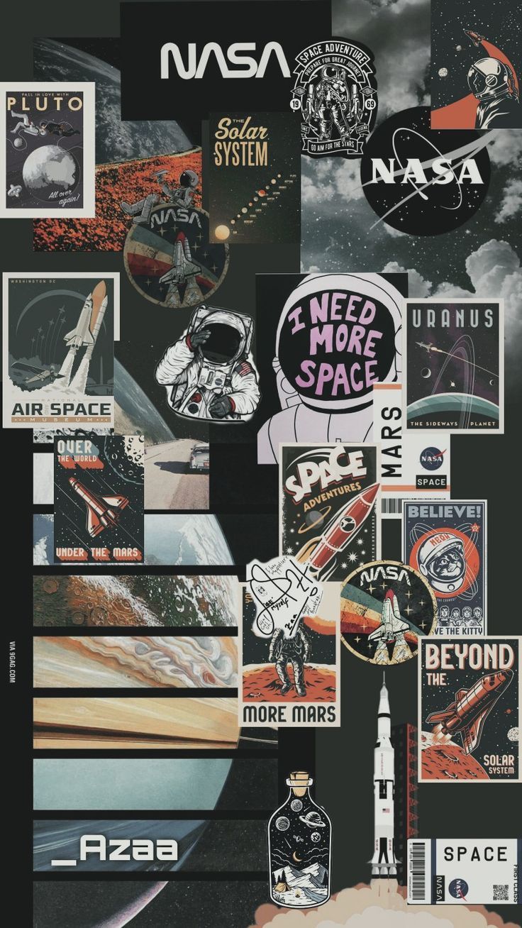 A collage of NASA images including astronauts, space shuttles, and the solar system. - NASA